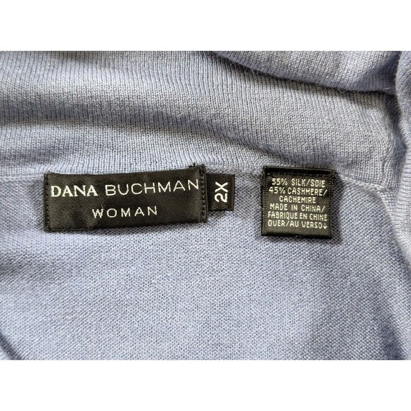 Dana Buchman Sweater Woman 2X Blue Cashmere Silk Cowl Neck Preppy Minimalist - Picture 5 of 9